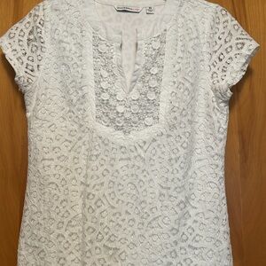 Isaac Mizrahi Live White Lace Crochet Tunic Top Size XS